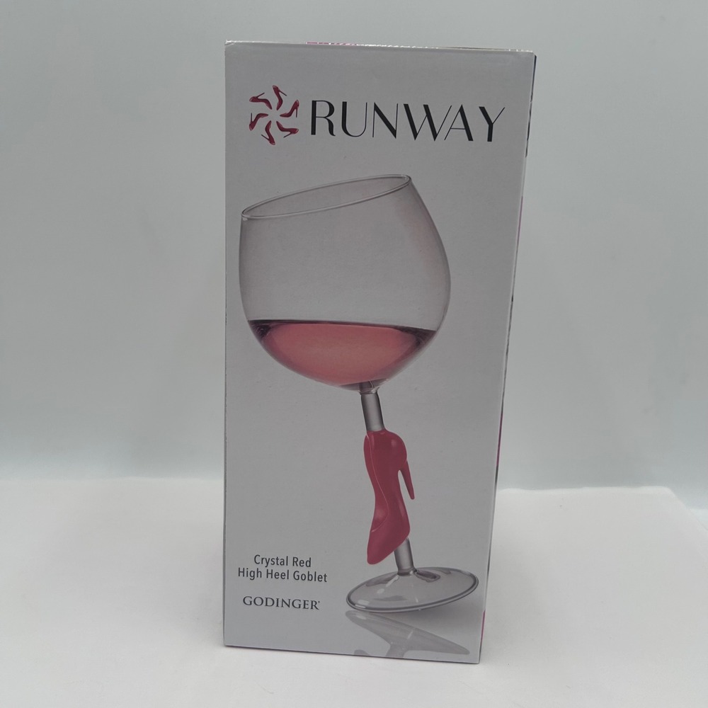 Godinger Runway Crystal Red High Heel Stiletto Wine Glass Goblet 20oz NEW
